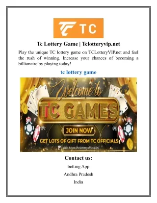 Tc Lottery Game  Tclotteryvip.net