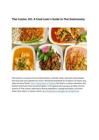 Thai Cuisine 101 A Food Lover's Guide to Thai Gastronomy