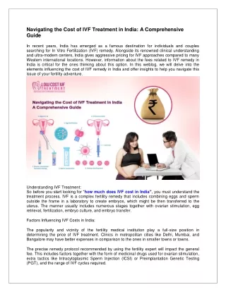 Navigating the Cost of IVF Treatment in India A Comprehensive Guide