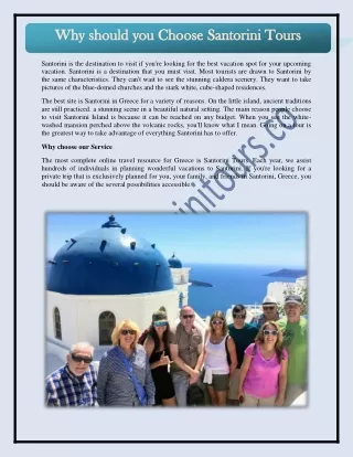 Why should you Choose Santorini Tours