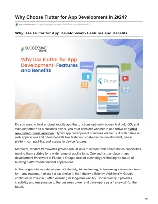 Why Use Flutter for App Development- Features and Benefits