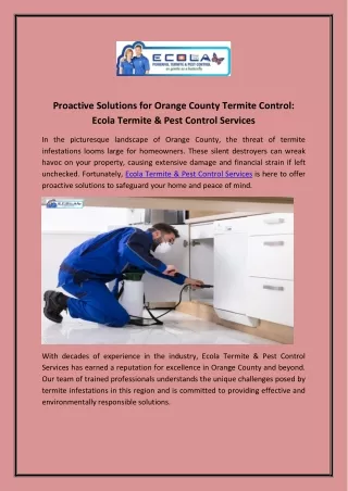 Proactive Solutions for Orange County Termite Control