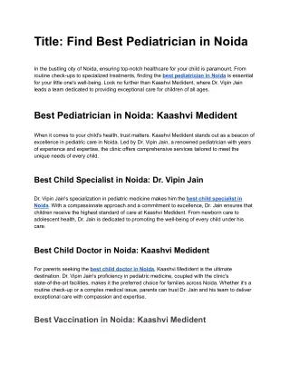 Title_ Find Best Pediatrician in Noida