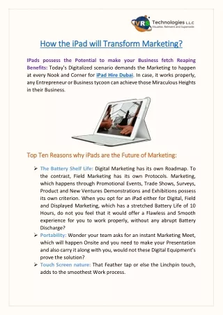 How the iPad will Transform Marketing?