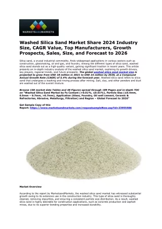 Exploring the Dynamics of the Washed Silica Sand Market