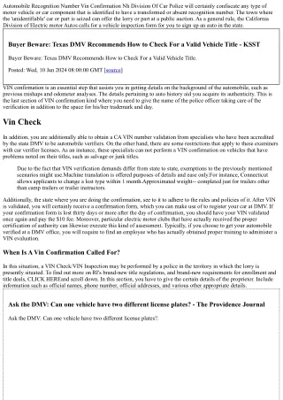 Often Asked Questions Regarding Vin Verifications And Vin Verifiers