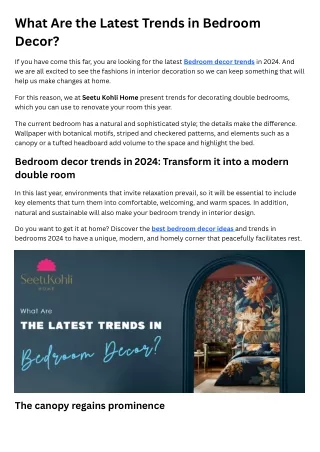 What Are the Latest Trends in Bedroom Decor