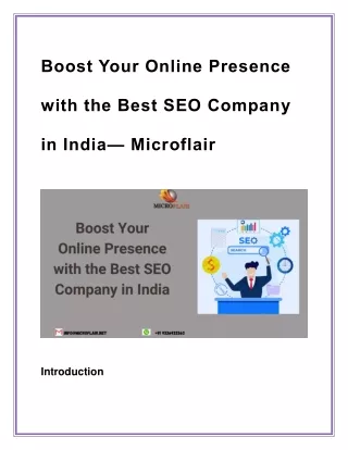 Boost Your Online Presence with the Best SEO Company in India