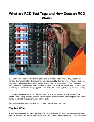 What are RCD Test Tags and How Does an RCD Work?
