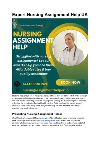 Expert Nursing Assignment Help UK