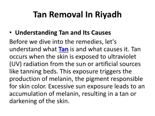 Tan Removal In Riyadh