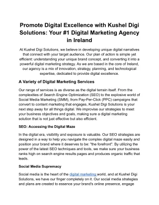 Promote Digital Excellence with Kushel Digi Solutions_ Your #1 Digital Marketing Agency in Ireland