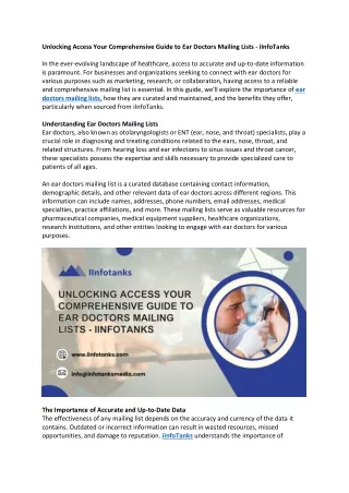 Unlocking Access Your Comprehensive Guide to Ear Doctors Mailing Lists - iInfoTanks