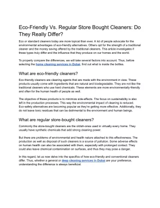 Eco-Friendly Vs. Regular Cleaners: Know The Difference