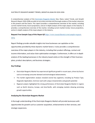 ELECTROLYTE REAGENTS MARKET