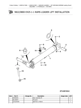 JCB 407 Loading Shovel Parts Catalogue Manual (Serial Number 02091868-02092868)