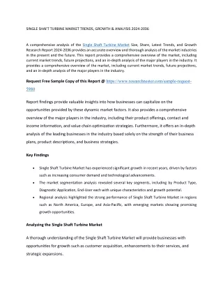 SINGLE SHAFT TURBINE MARKET