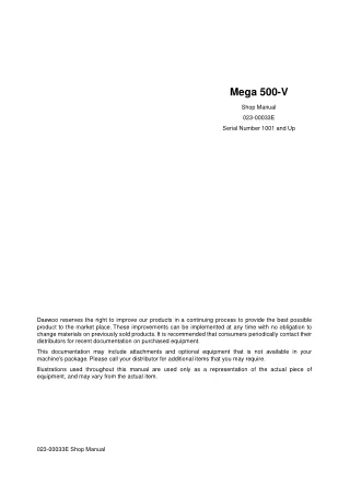 Daewoo Doosan Mega 500-V 500V Wheel Loader Service Repair Manual Instant Download