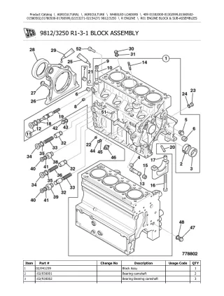 JCB 409 Wheeled Loader Parts Catalogue Manual (Serial Number 01780500-01780999)