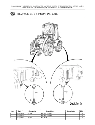 JCB 409BZX LE Loading Shovel Parts Catalogue Manual (Serial Number 00755001-00757099)