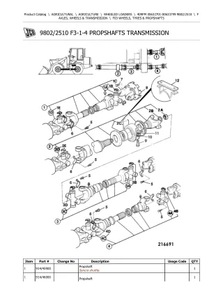 JCB 409FM Wheeled Loader Parts Catalogue Manual (Serial Number 00632701-00633799)