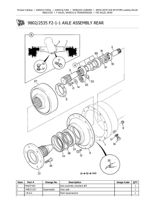 JCB 409ZX Loading Shovel Parts Catalogue Manual (Serial Number 00757100-00757999)