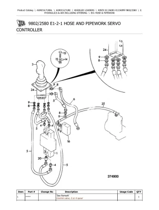 JCB 409ZX Wheeled Loader Parts Catalogue Manual (Serial Number 01136001-01136999)