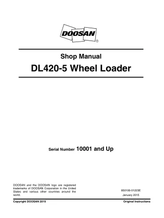 Doosan DL420-5 Wheel Loader Service Repair Manual Instant Download (Serial Number 10001 and Up)