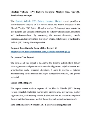 Electric Vehicle (EV) Battery Housing Market