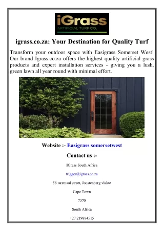 igrass.co.za Your Destination for Quality Turf