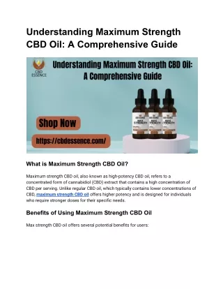 Understanding Maximum Strength CBD Oil_ A Comprehensive Guide