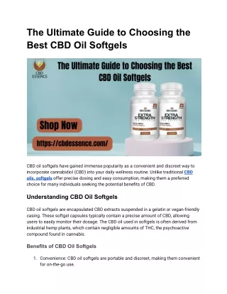 The Ultimate Guide to Choosing the Best CBD Oil Softgels