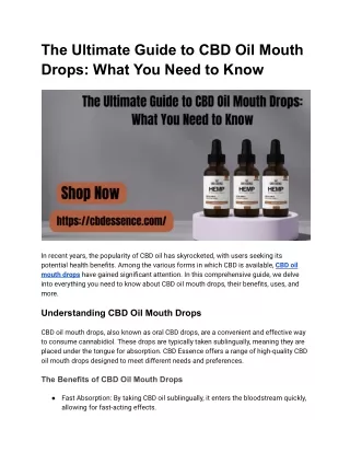 The Ultimate Guide to CBD Oil Mouth Drops_ What You Need to Know