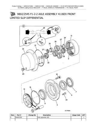 JCB 411ZX Loading Shovel Parts Catalogue Manual (Serial Number 01135001-01135999)