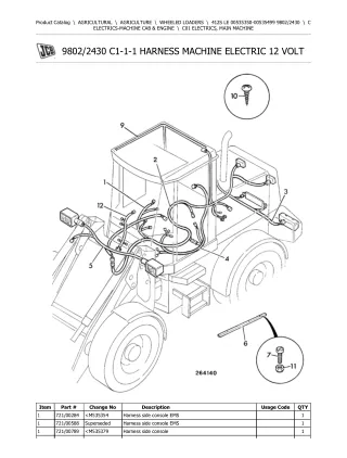 JCB 412S LE Wheeled Loader Parts Catalogue Manual (Serial Number 00535350-00535499)