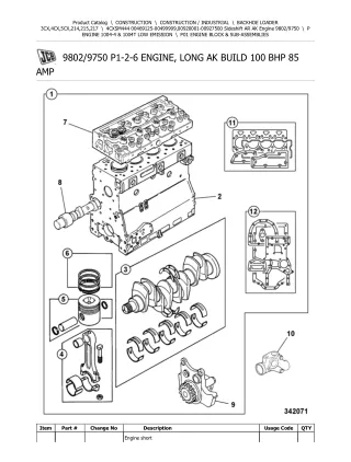 JCB 4CXSM444 (Sideshift AR AK Engine) BACKOHE LOADER Parts Catalogue Manual Instant Download (Serial Number 00469125-004