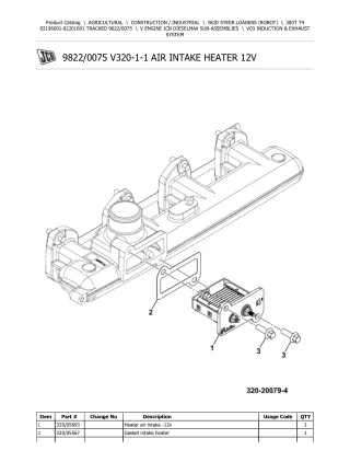 JCB 300T T4 TRACKED Robot Parts Catalogue Manual Instant Download (Serial Number  02196001-02201001)