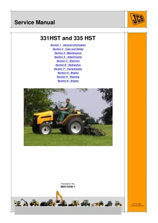 JCB 331HST 335HST COMPACT TRACTOR Service Repair Manual Instant Download