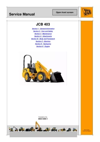 JCB 403 WHEEL LOADING SHOVEL Service Repair Manual Instant Download