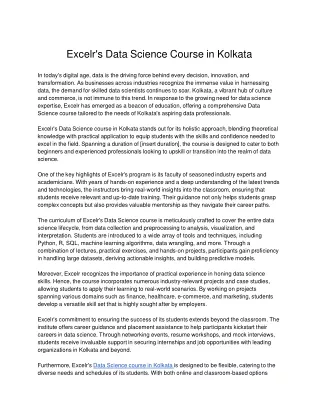 The Best Data Science course in Kolkata