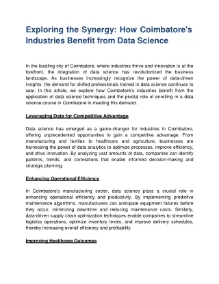 Exploring the Synergy_ How Coimbatore's Industries Benefit from Data Science