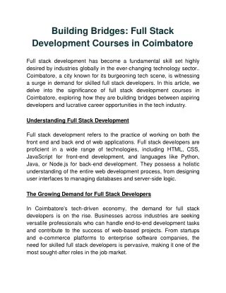 Building Bridges_ Full Stack Development Courses in Coimbatore