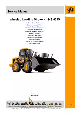 JCB 435S Wheeled Loading Shover Service Repair Manual (435S From 2063353 to 2063382)