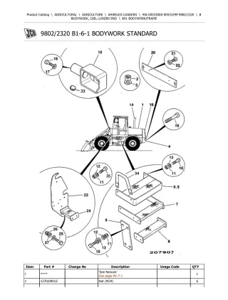 JCB 436 Wheeled Loader Parts Catalogue Manual (Serial Number 00533000-00533299)