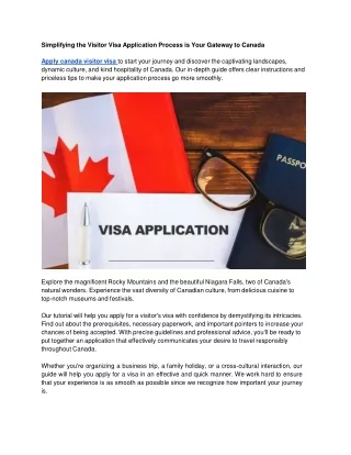 Simplifying the Visitor Visa Application Process is Your Gateway to Canada