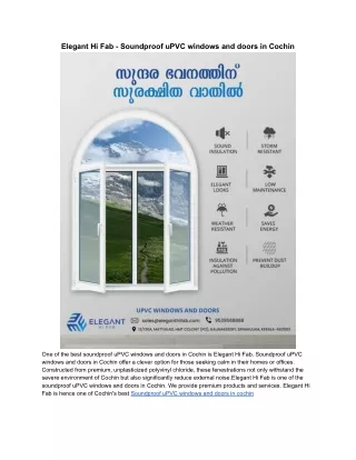 Soundproof uPVC windows and doors in Cochin - Elegant Hi Fab