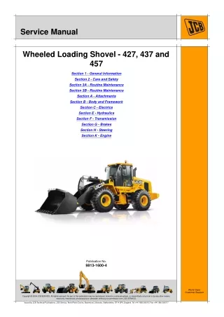 JCB 437 Wheeled Loading Shovel Service Repair Manual from 2063202