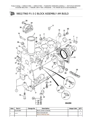 JCB 530 FS PLUS Telescopic Handlers (Loadall) Parts Catalogue Manual Instant Download (Serial Number 00781939-01016568)