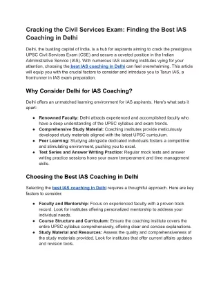 Best IAS Coaching Centers in Delhi