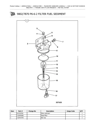 JCB 532H LE Telescopic Handlers (Loadall) Parts Catalogue Manual Instant Download (Serial Number 00771057-01038155)